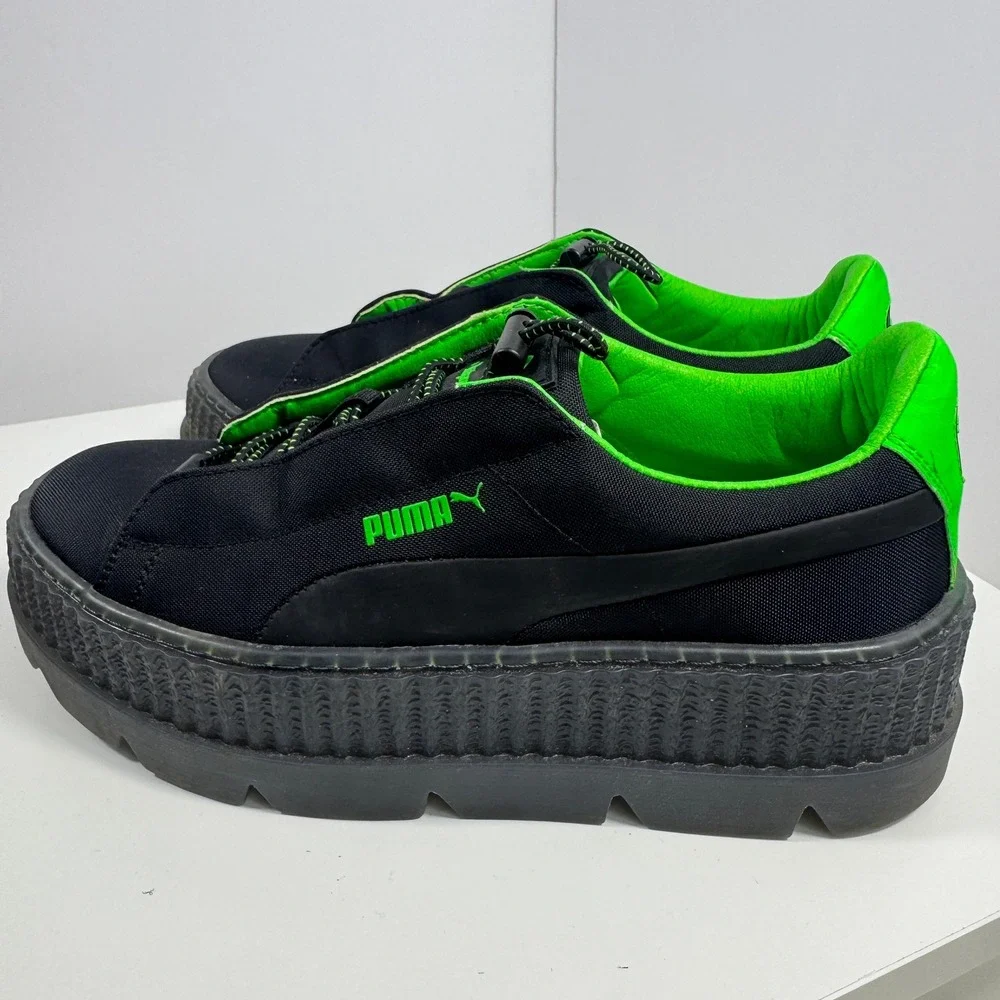 PUMA Fenty Cleated Creeper Surf Shoes Womens Size 8 Black Green‎ Gecko 367681-03